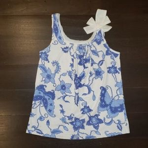 GIRL'S BLUE & WHITE FLORAL GAP KIDS SHIRT BLOUSE